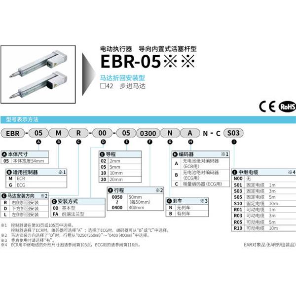 CKD喜開理電動執行器導向內置式活塞桿型EBR-05MD-00-020050NAN