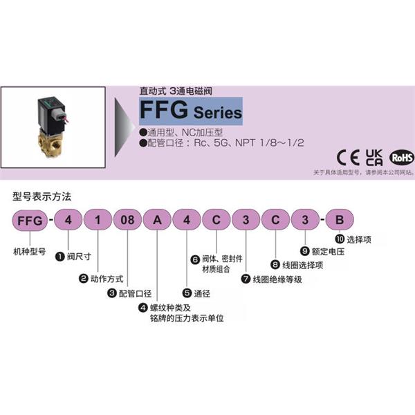 CKD喜開理多種流體直動式3通電磁閥集成閥FFG-2106E1A3A1