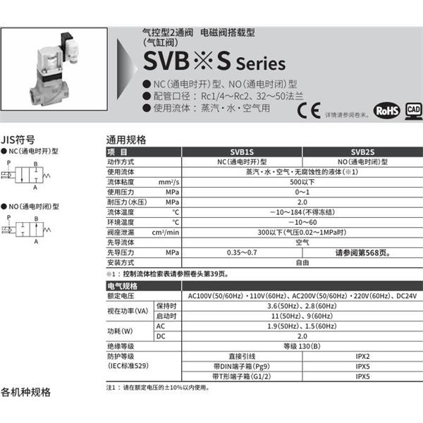 CKD喜開理氣控型2通閥（氣缸閥）SVB1S-25A-02CS-AC100V