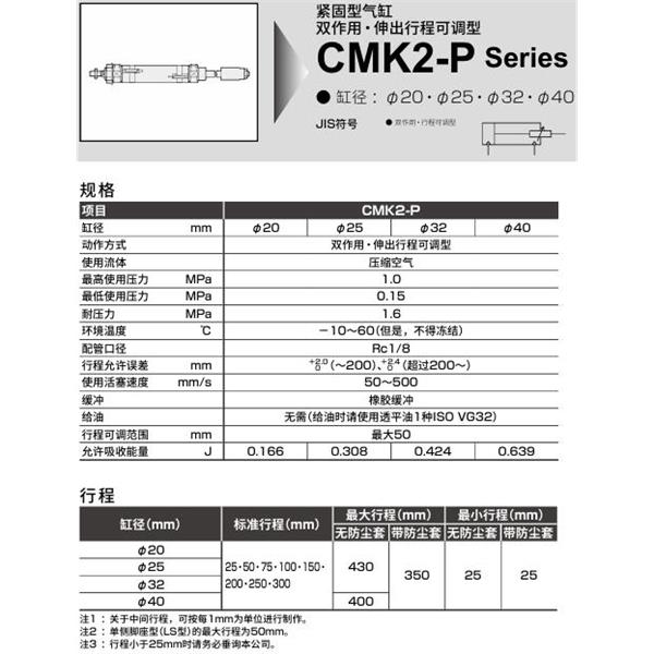 CKD喜開(kāi)理緊固型氣缸CMK2-P-00-40-400-50-F-B2