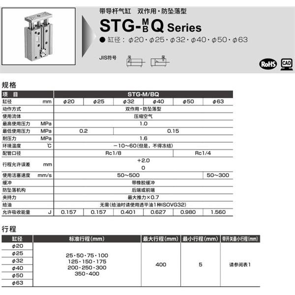 CKD喜開(kāi)理帶導(dǎo)桿氣缸STG-BQ-40-25-H-M1