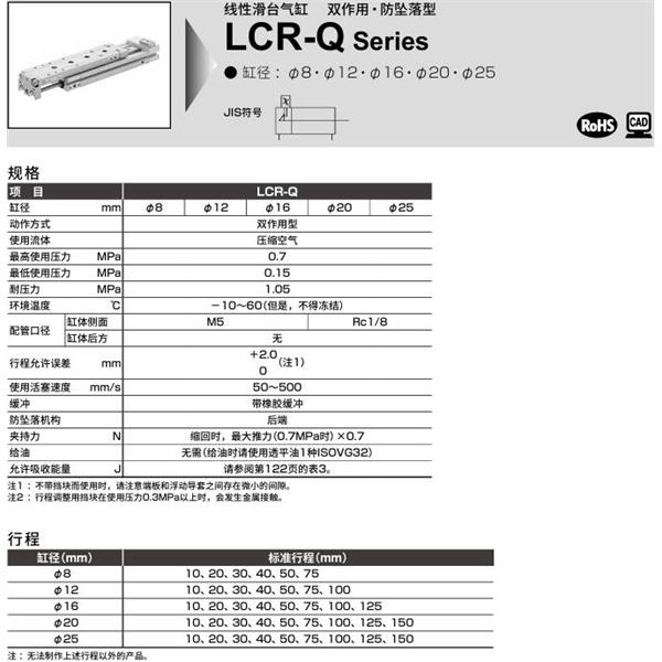 CKD喜開理線性滑臺(tái)氣缸LCR-Q-8-75-F2H1-R-S202DTBL