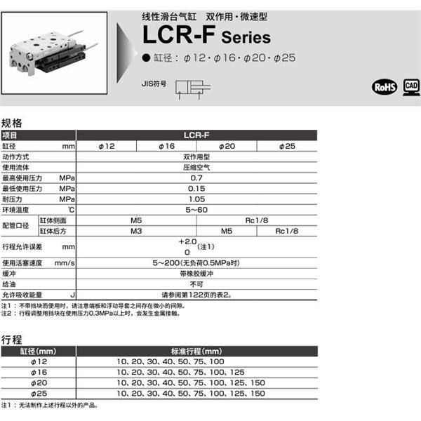 CKD喜開理線性滑臺氣缸LCR-F-20-30-S506DTN