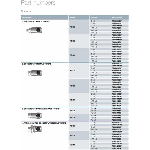 瑞士STAUBLI史陶比爾面板安裝式內(nèi)螺紋接頭RSI06.1909/LT
