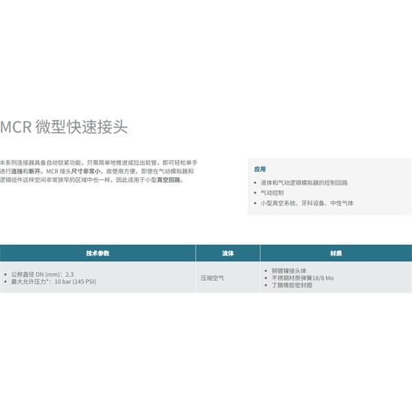 瑞士STAUBLI史陶比爾微型快速接頭MCR 02.6902