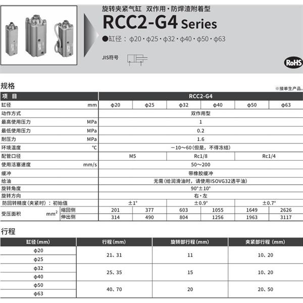 CKD喜開理旋轉夾緊氣缸RCC2-G4-FA-40-35-R-T0H-R