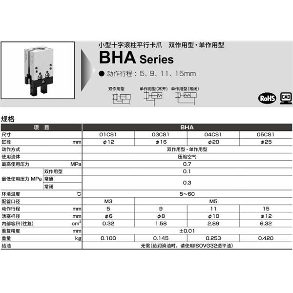 CKD喜開(kāi)理小型十字滾柱平行卡爪BHG-05CS1-Y2