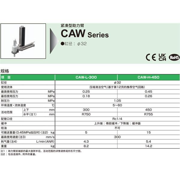 CKD喜開理緊湊型機械臂CAW-L-450-BD80